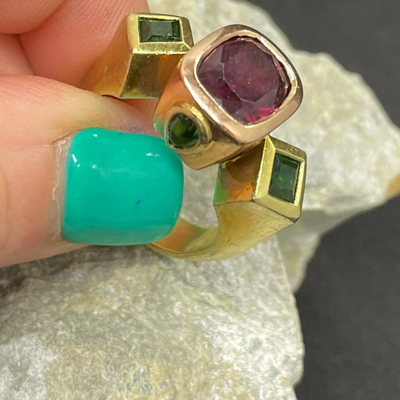 18K gold and rose gold custom made ring - Picture 5 of 10